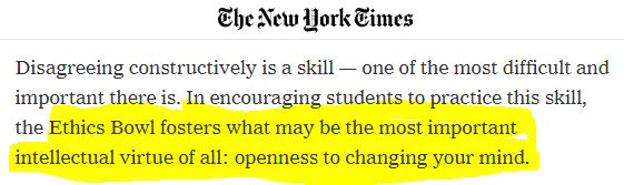 EthicsBowl.orgNYT Op Ed on Why EB > Debate